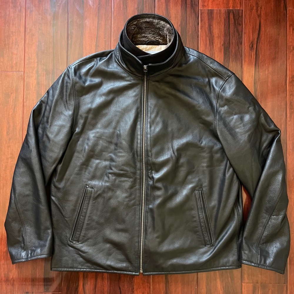 Porsche Design Driver's Selection Parrish Leather Jacket Black Fur Collar Large